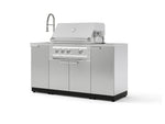 NewAge Outdoor Kitchens Outdoor Grill Island Stainless-Steel 5-Piece Cabinet Set with Sink, 1 Door, Grill Cabinet, Platinum Grill and Stainless Steel Countertop-75312-Garage Giant 
