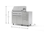 NewAge Outdoor Kitchens Outdoor Grill Island Stainless-Steel 4-Piece Cabinet Set with Casters and 3-Drawer, Grill Cabinet, Platinum Grill, Countertop 