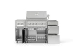 NewAge Outdoor Kitchens Outdoor Grill Island Stainless-Steel 5-Piece Cabinet Set with Casters and 3-Drawer, Grill Cabinet, Dual Side Burner and Platinum Grill - (Liquid Propane) 