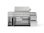 NewAge Outdoor Kitchens Outdoor Grill Island Stainless-Steel 5-Piece Cabinet Set with 3-Drawer, Grill Cabinet, Dual Side Burner and Platinum Grill - (Natural Gas) 