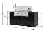 NewAge Outdoor Kitchens Outdoor Grill Island Aluminum 5-Piece Cabinet Set with Sink, 3 Drawer, Grill Cabinet, Platinum Grill and Stainless Steel Countertop - (Liquid Propane) 