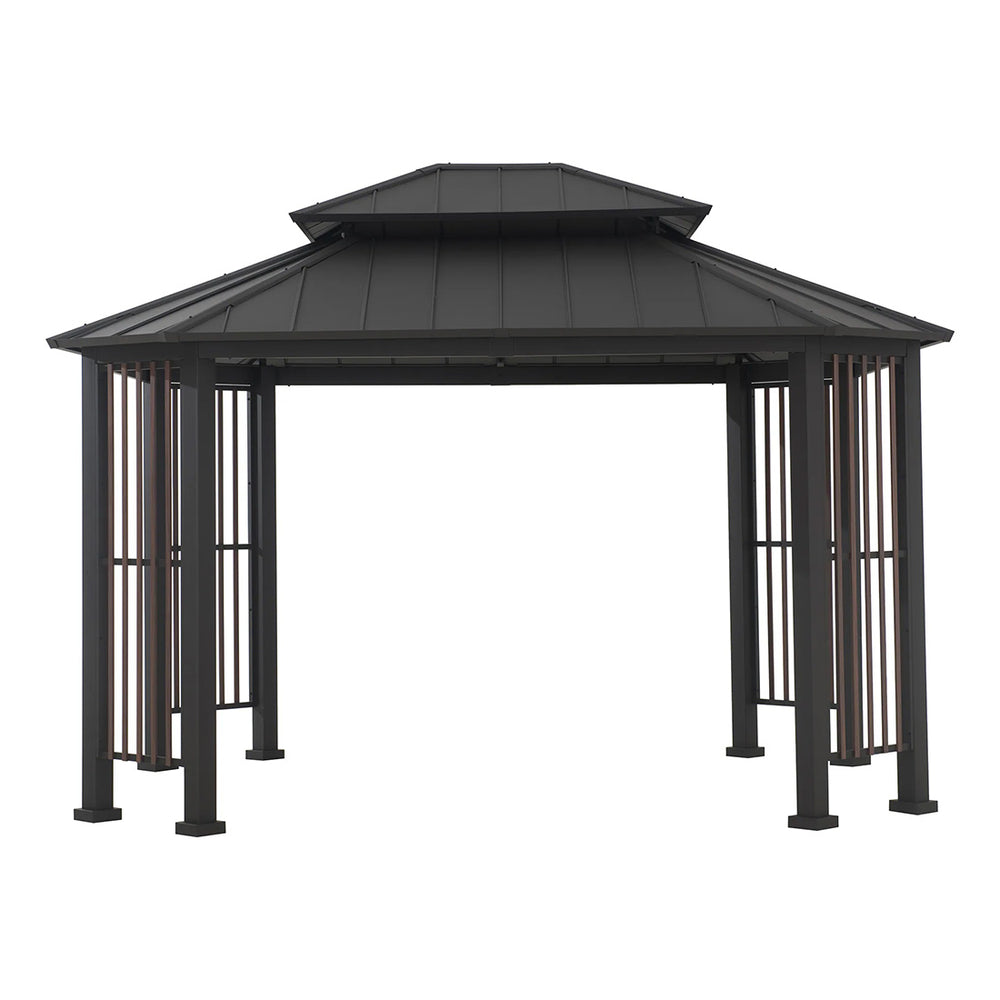 Sunjoy Group 11 x 13 Octagon 2-Tier Hardtop Gazebo with Ceiling Hook