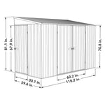 Absco Durango 10' x 5' Metal Bike Shed - Classic Cream 