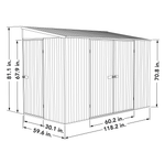 Absco Durango 10' x 5' Metal Bike Shed - Woodland Gray 