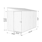 Absco Durango  5' x 10' Metal Bike Shed - Woodland Gray 