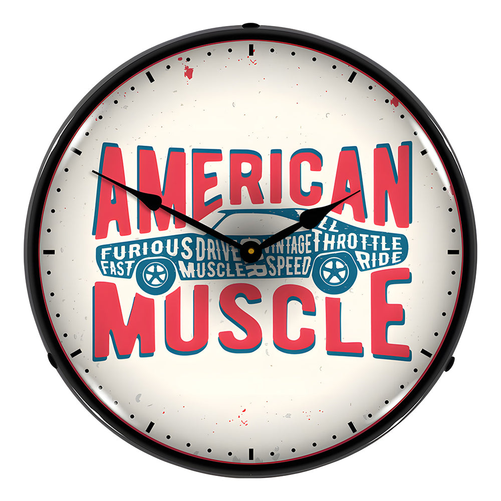 Collectable Sign and Clock American Muscle Backlit Wall Clock-AG20111175-Garage Giant