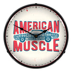 Collectable Sign and Clock American Muscle Backlit Wall Clock-AG20111175-Garage Giant 
