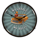 Collectable Sign and Clock My Garage My Rules Backlit Wall Clock-AG20111177-Garage Giant 