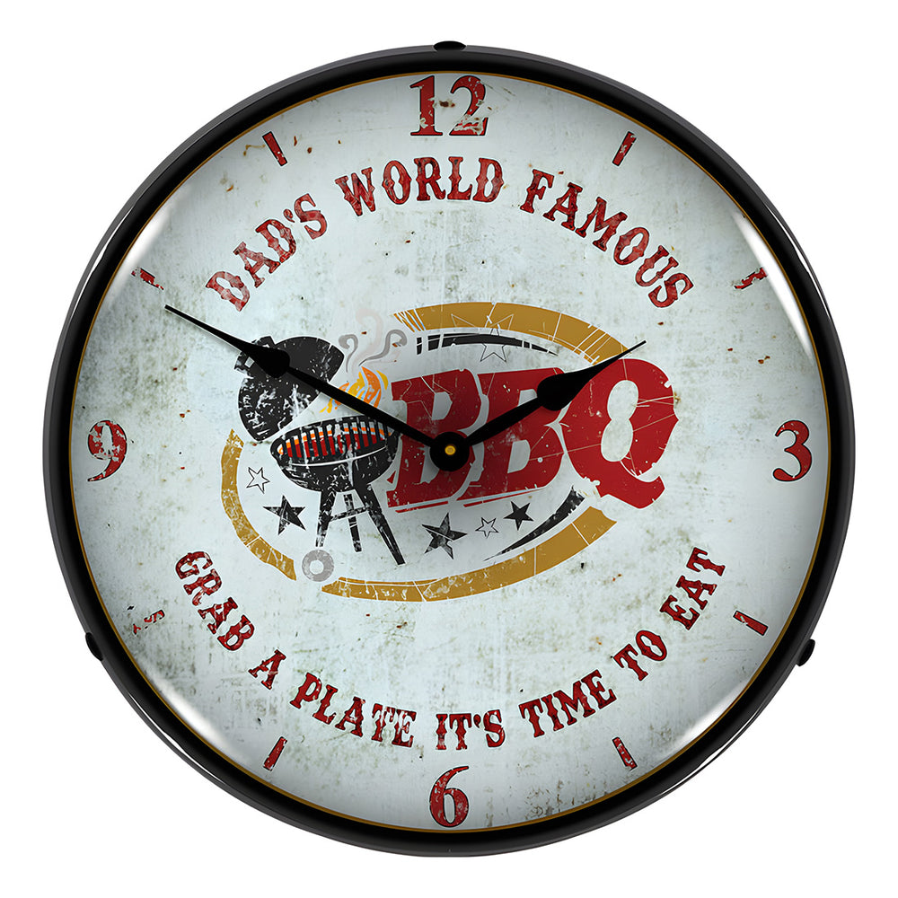 Collectable Sign and Clock Dad's World Famous BBQ Backlit Wall Clock-AG20111179-Garage Giant