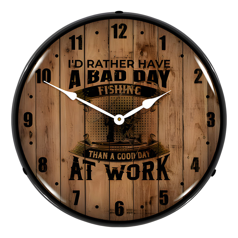 Collectable Sign and Clock Fishing the Wood Backlit Wall Clock
