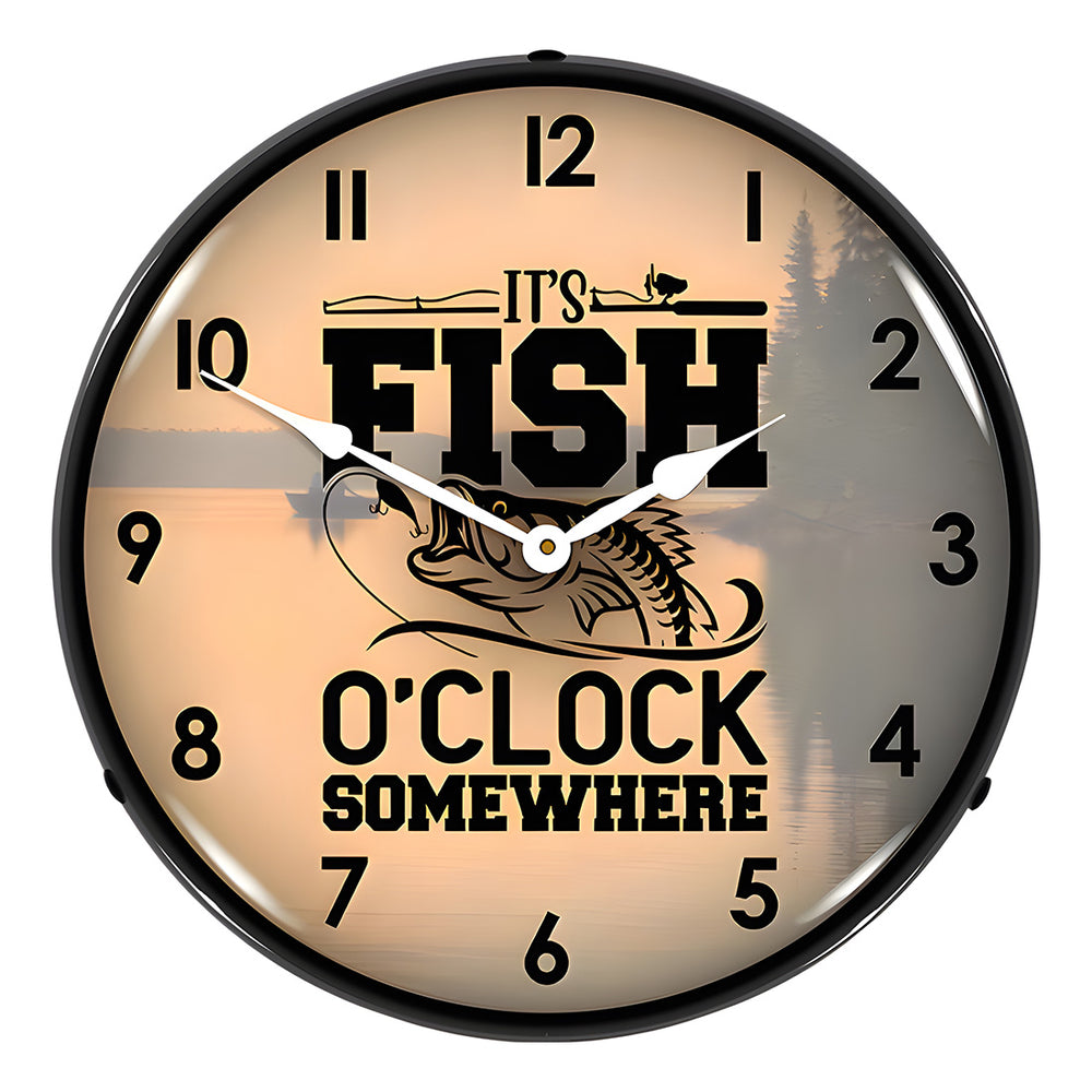 Collectable Sign and Clock It's Fish O'Clock Somewhere Backlit Wall Clock-AG23041433-Garage Giant