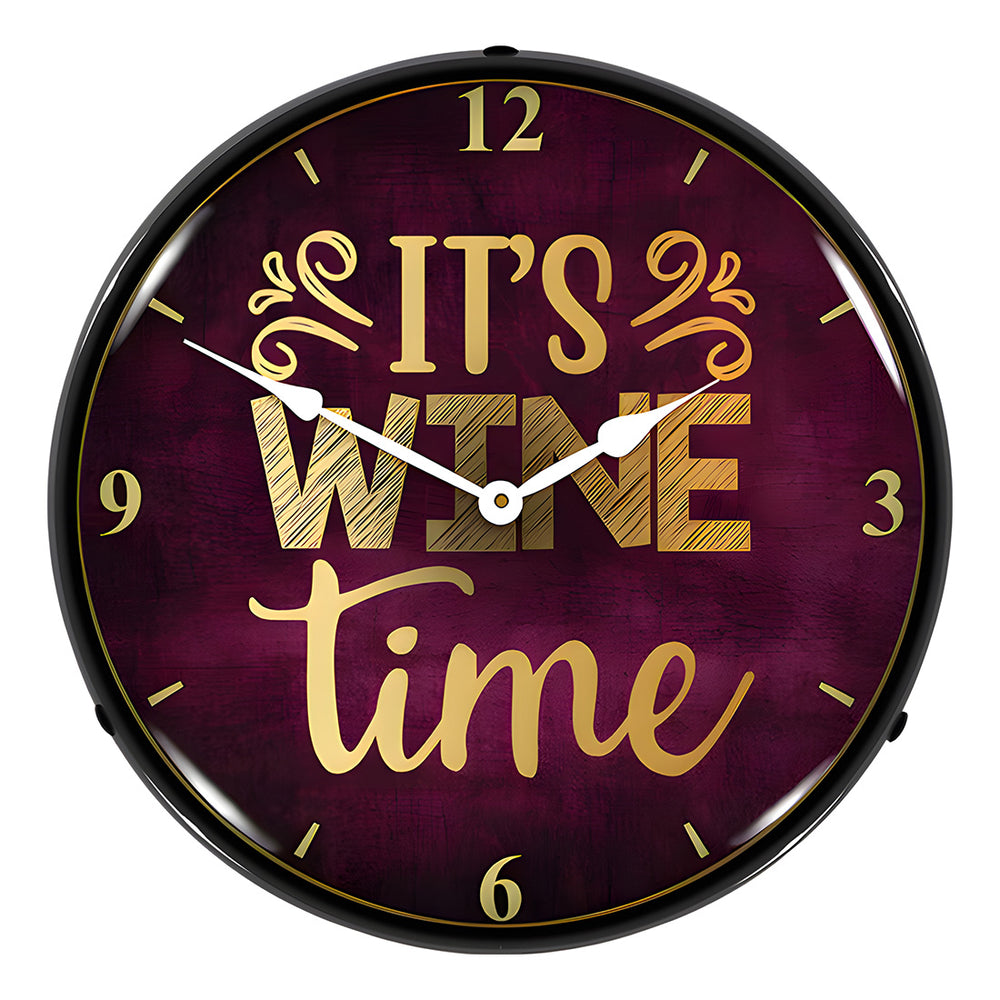 Collectable Sign and Clock It's Wine Time Backlit Wall Clock