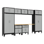 Armadillo Tough Grey 10-Piece Garage Cabinet Set with Levelers and Casters 
