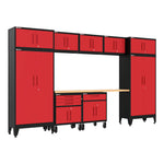 Armadillo Tough Red 10-Piece Garage Cabinet Set with Levelers and Casters 
