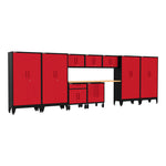 Armadillo Tough Red 10-Piece Garage Cabinet Set with Levelers and Casters-AR10PC53R-Garage Giant 