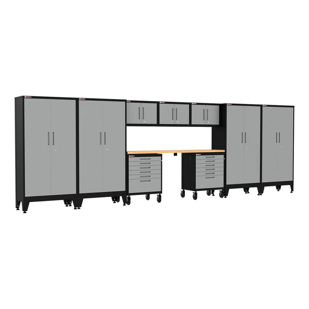 Armadillo Tough Grey 10-Piece Garage Cabinet System with Levelers and Casters-AR10PC54G-Garage Giant