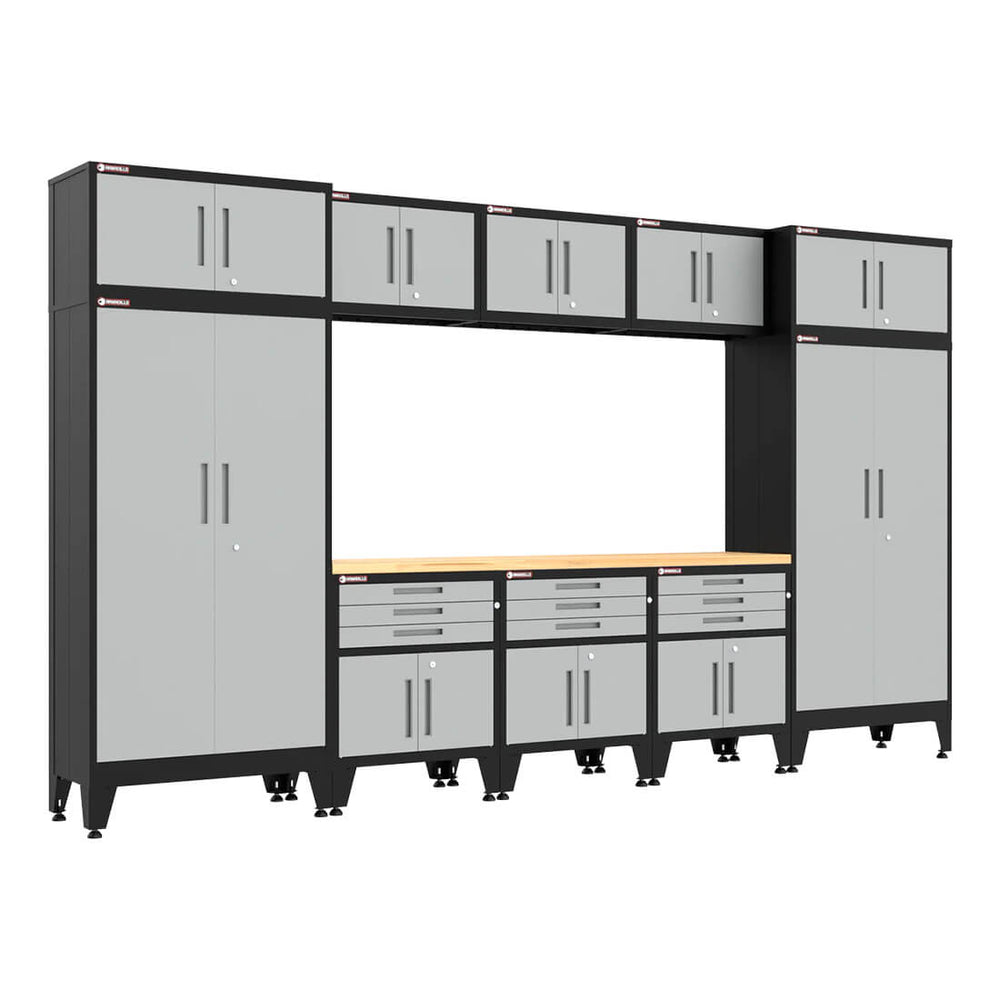 Armadillo Tough Grey 11-Piece Garage Cabinet Set with Levelers