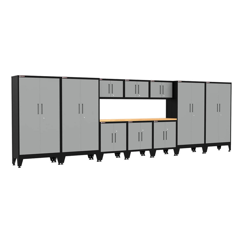 Armadillo Tough Grey 11-Piece Garage Cabinet Set with Levelers-AR11PC55G-Garage Giant