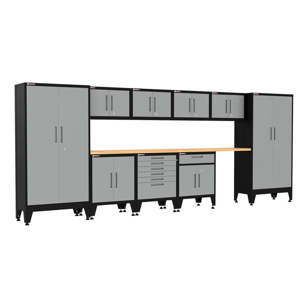 Armadillo Tough Grey 11-Piece Garage Cabinet Configuration with Levelers-AR11PC58G-Garage Giant