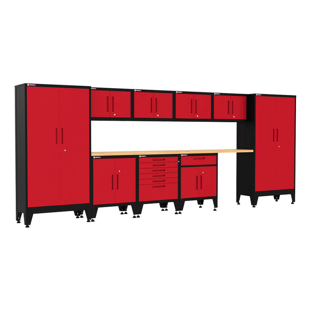 Armadillo Tough Red 11-Piece Garage Cabinet Configuration with Levelers-AR11PC58R-Garage Giant