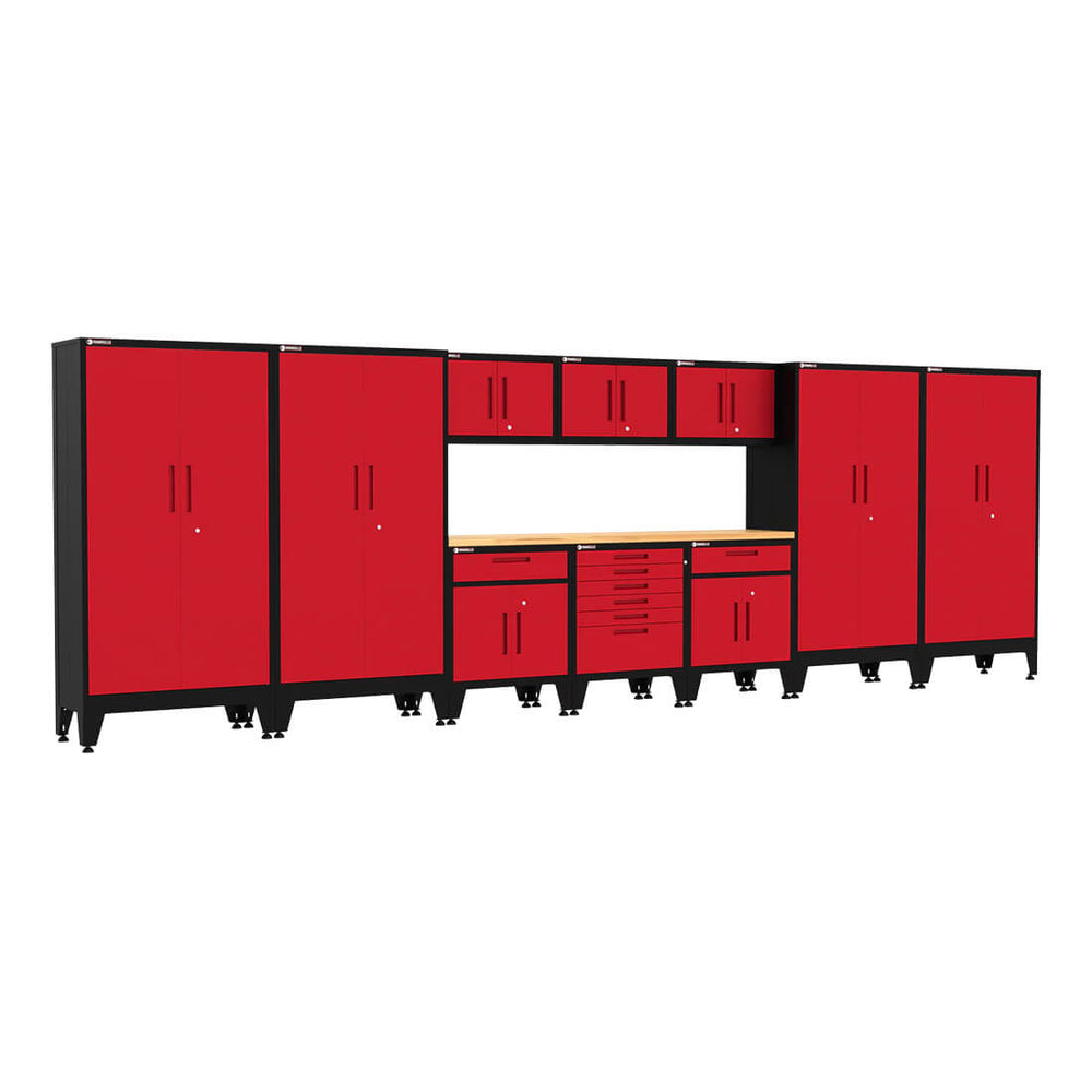 Armadillo Tough Red 11-Piece Garage Cabinet Setup with Levelers-AR11PC59R-Garage Giant