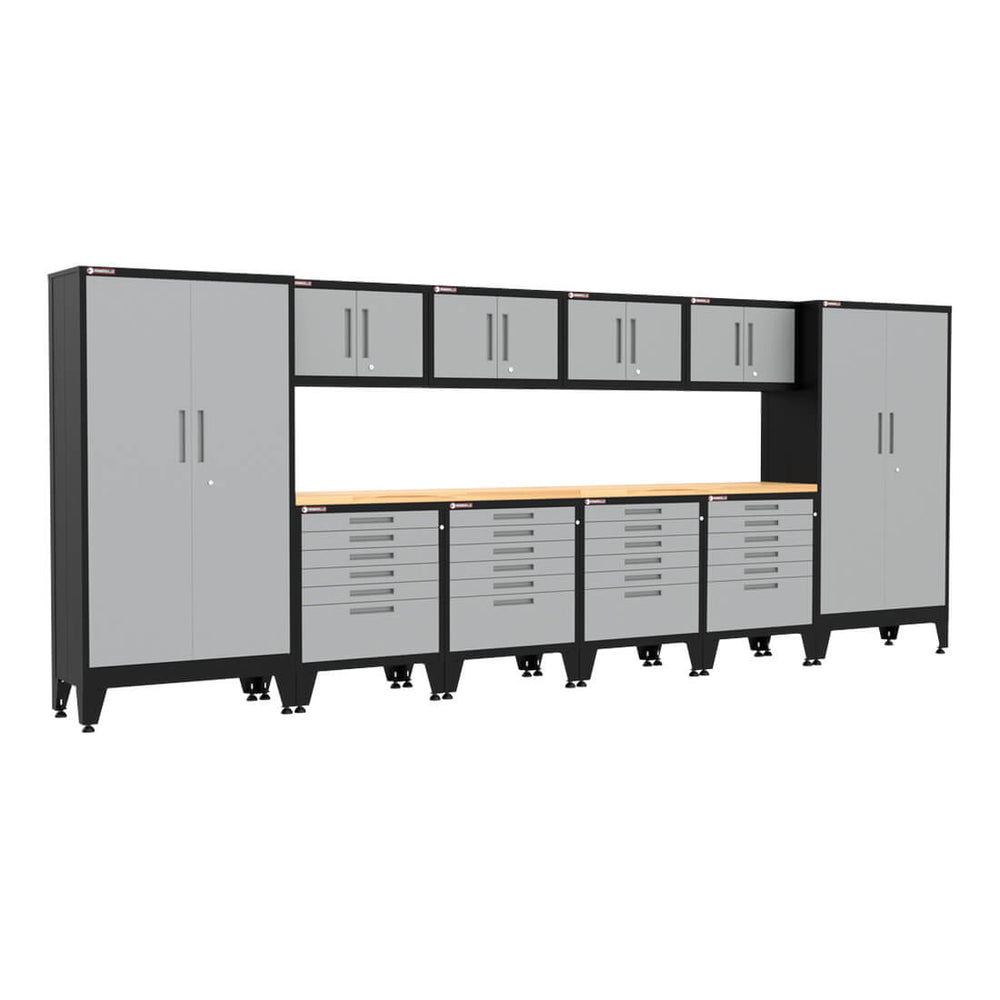 Armadillo Tough Grey 12-Piece Garage Cabinet Set with Levelers