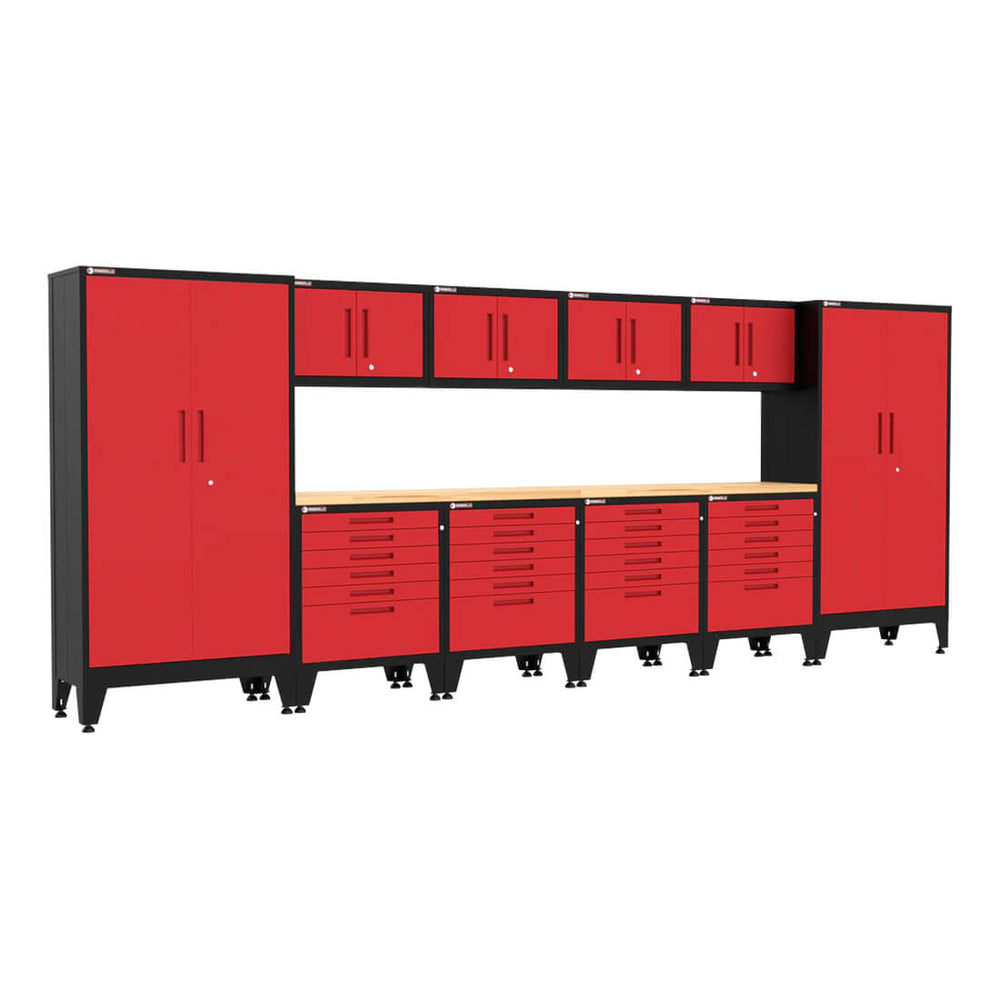 Armadillo Tough Red 12-Piece Garage Cabinet Set with Levelers