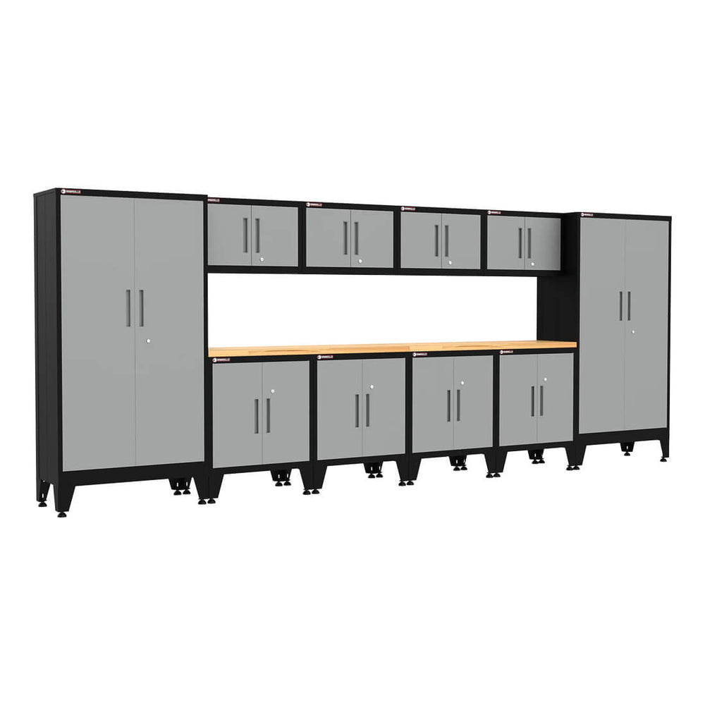 Armadillo Tough Grey 12-Piece Garage Cabinet Set with Levelers-AR12PC56G-Garage Giant