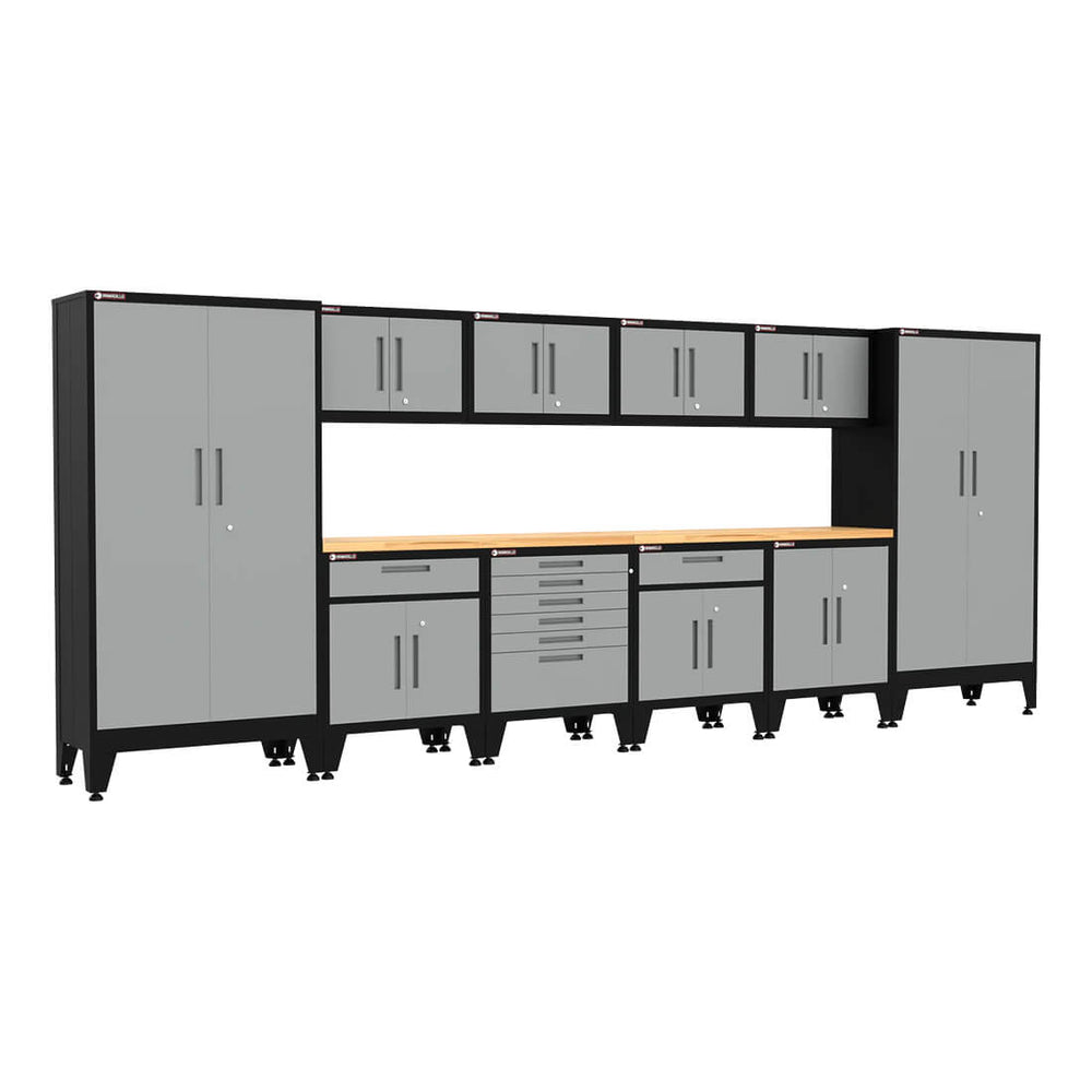 Armadillo Tough Grey 12-Piece Garage Cabinet System with Levelers-AR12PC60G-Garage Giant