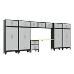 Armadillo Tough Grey 13-Piece Garage Cabinet Set with Levelers and Casters 