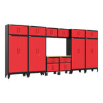 Armadillo Tough Red 13-Piece Garage Cabinet Set with Levelers and Casters 