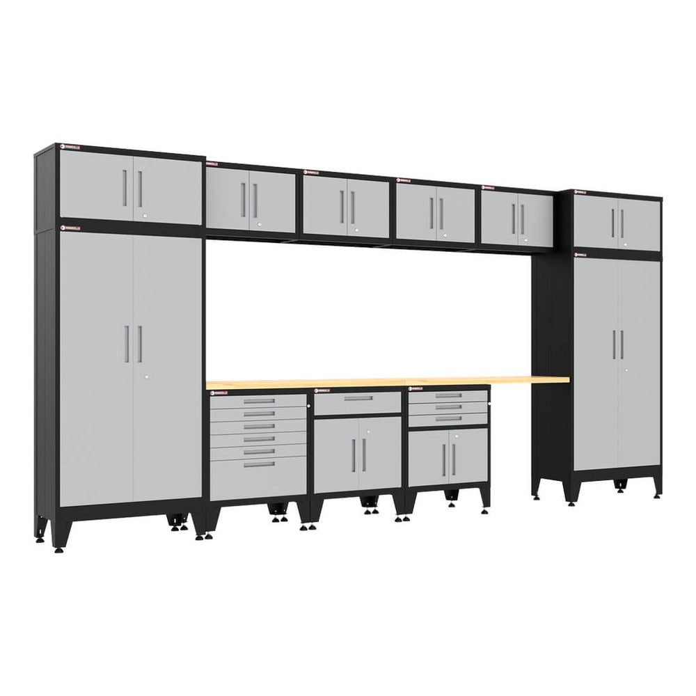 Armadillo Tough Grey 13-Piece Garage Cabinet Set with Levelers