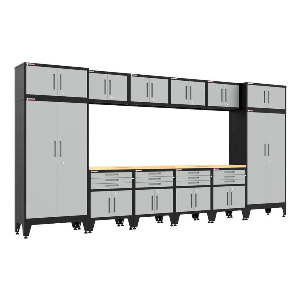 Armadillo Tough Grey 14-Piece Garage Cabinet Set with Levelers