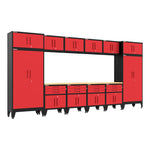Armadillo Tough Red 14-Piece Garage Cabinet Set with Levelers 