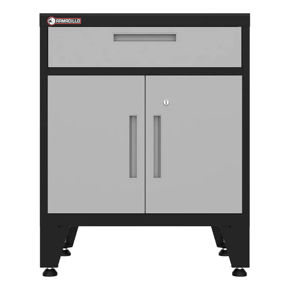 Armadillo Tough Grey Multifunction Base Cabinet with Rubber Work Mat-AR1DR28BG-Garage Giant