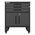 Armadillo Tough Black 3-Drawer 2-Door Cabinet Base Cabinet with Rubber Work Mat-AR3DR28BB-Garage Giant 