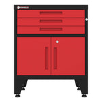 Armadillo Tough Red 3-Drawer 2-Door Cabinet Base Cabinet with Rubber Work Mat 