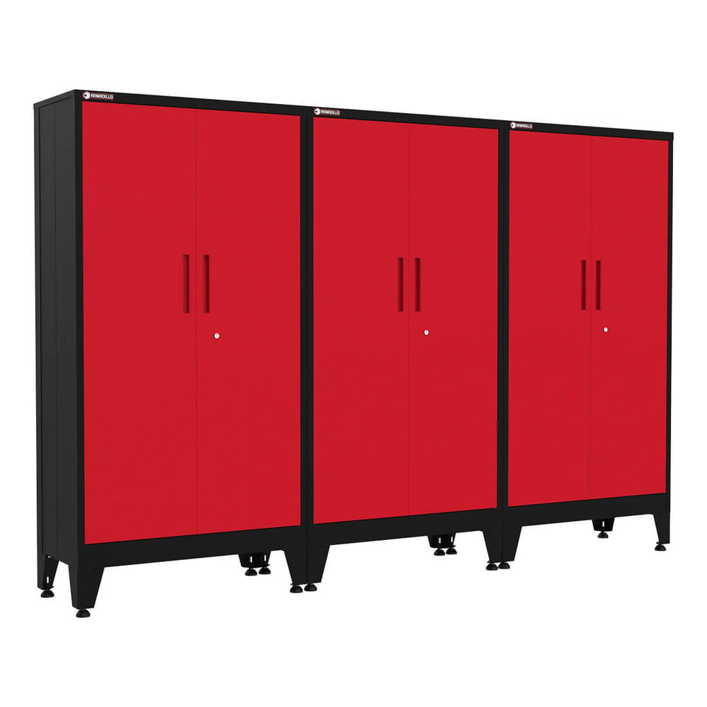 Armadillo Tough Red Gear Locker Tall Cabinet (3-Pack)-AR3PC31R-Garage Giant