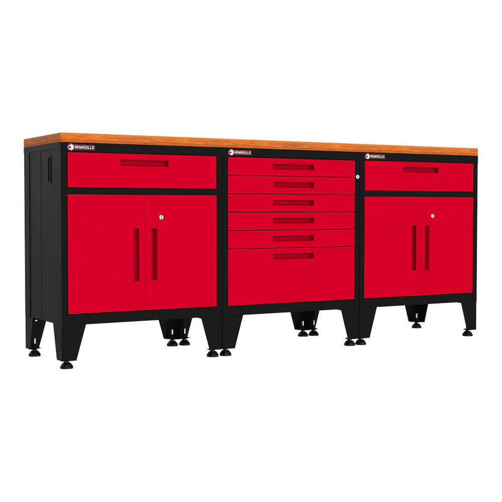 Armadillo Tough AR4PC10R Red 4-Piece Garage Cabinet Kit with