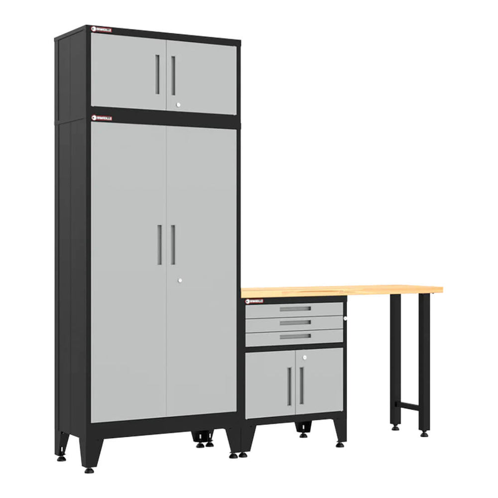 Armadillo Tough Grey 4-Piece Garage Cabinet Set with Levelers