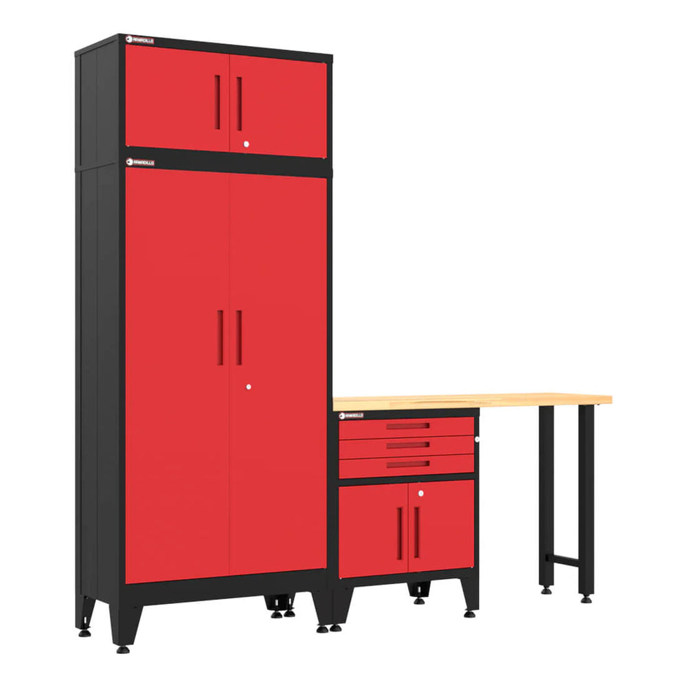 Armadillo Tough Red 4-Piece Garage Cabinet Set with Levelers