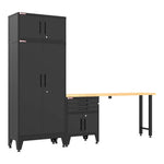 Armadillo Tough Black 4-Piece Garage Cabinet Set with Levelers 