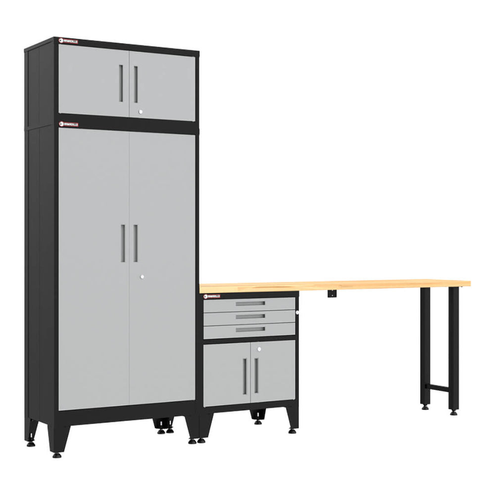 Armadillo Tough Grey 4-Piece Garage Cabinet Set with Levelers