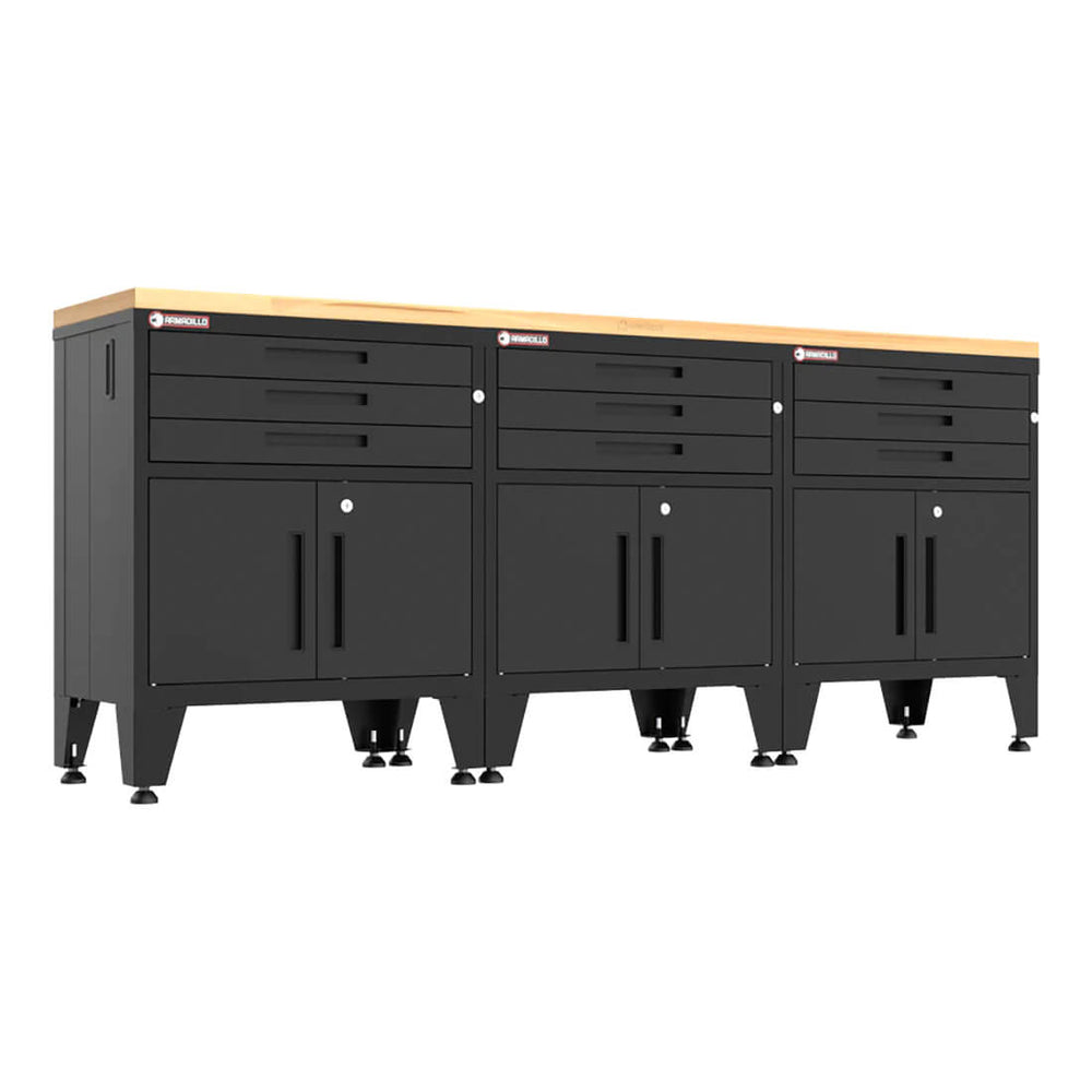 Armadillo Tough Black 4-Piece Garage Cabinet Set with Levelers