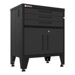 Armadillo Tough Black 4-Piece Garage Cabinet Set with Levelers 