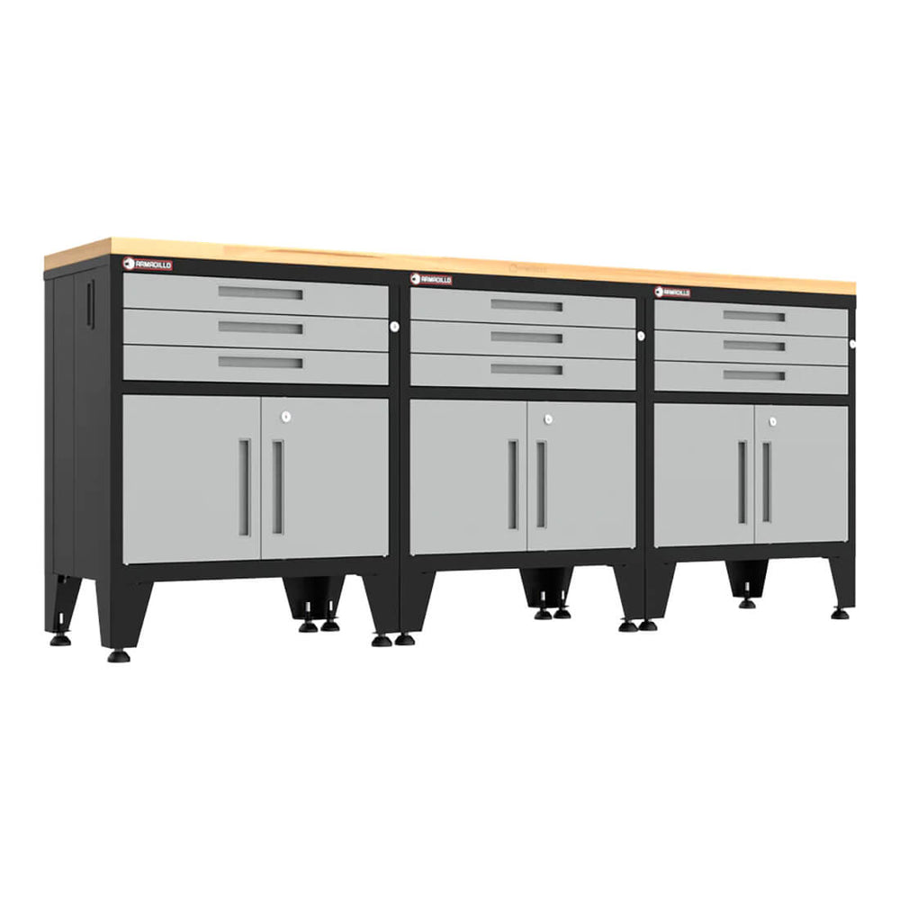 Armadillo Tough Grey 4-Piece Garage Cabinet Set with Levelers