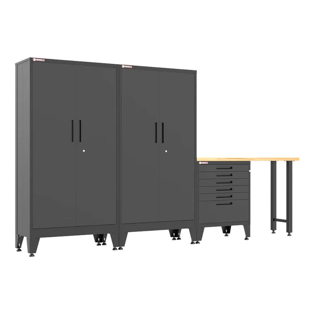 Armadillo Tough Black 4-Piece Garage Cabinet Set with Levelers-AR4PC136B-Garage Giant