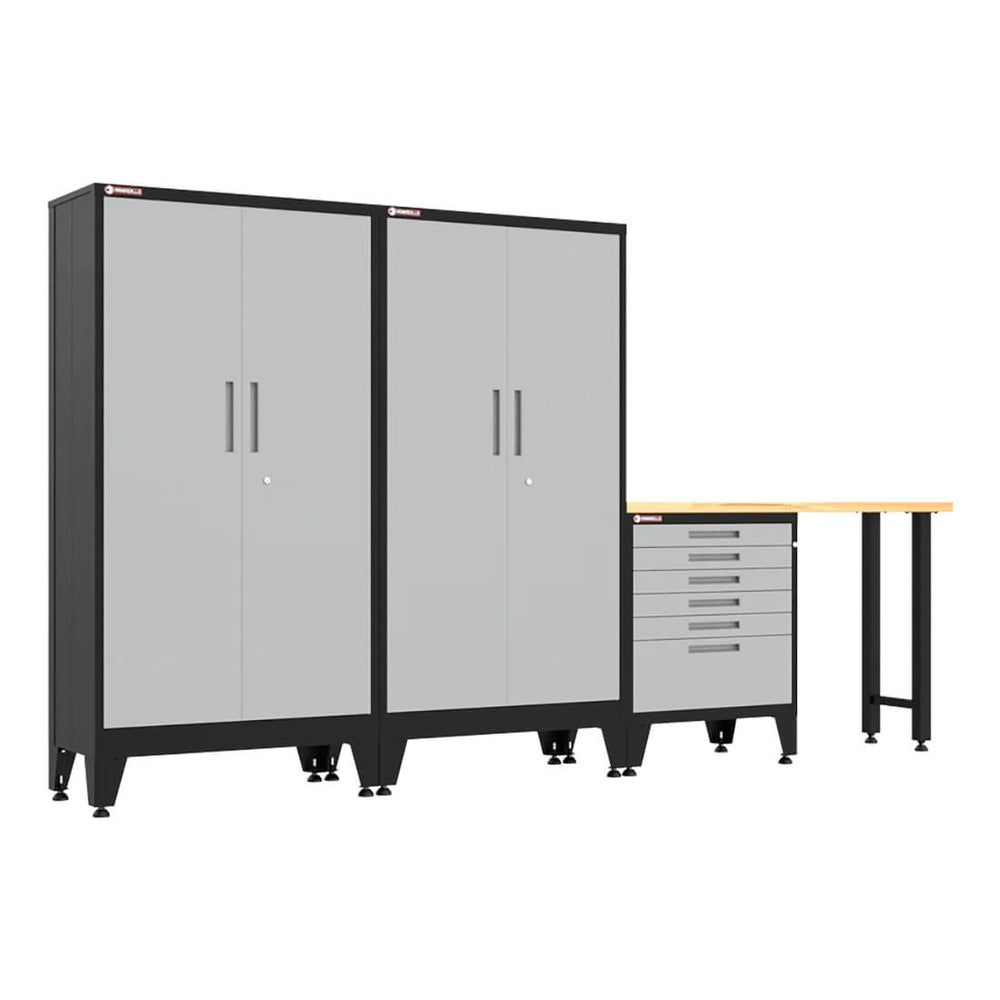 Armadillo Tough Grey 4-Piece Garage Cabinet Set with Levelers-AR4PC136G-Garage Giant