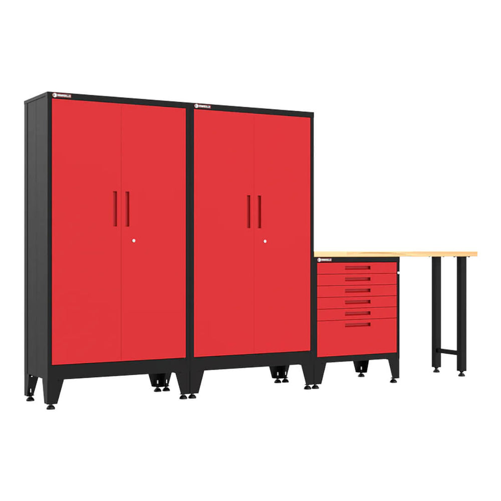 Armadillo Tough Red 4-Piece Garage Cabinet Set with Levelers-AR4PC136R-Garage Giant