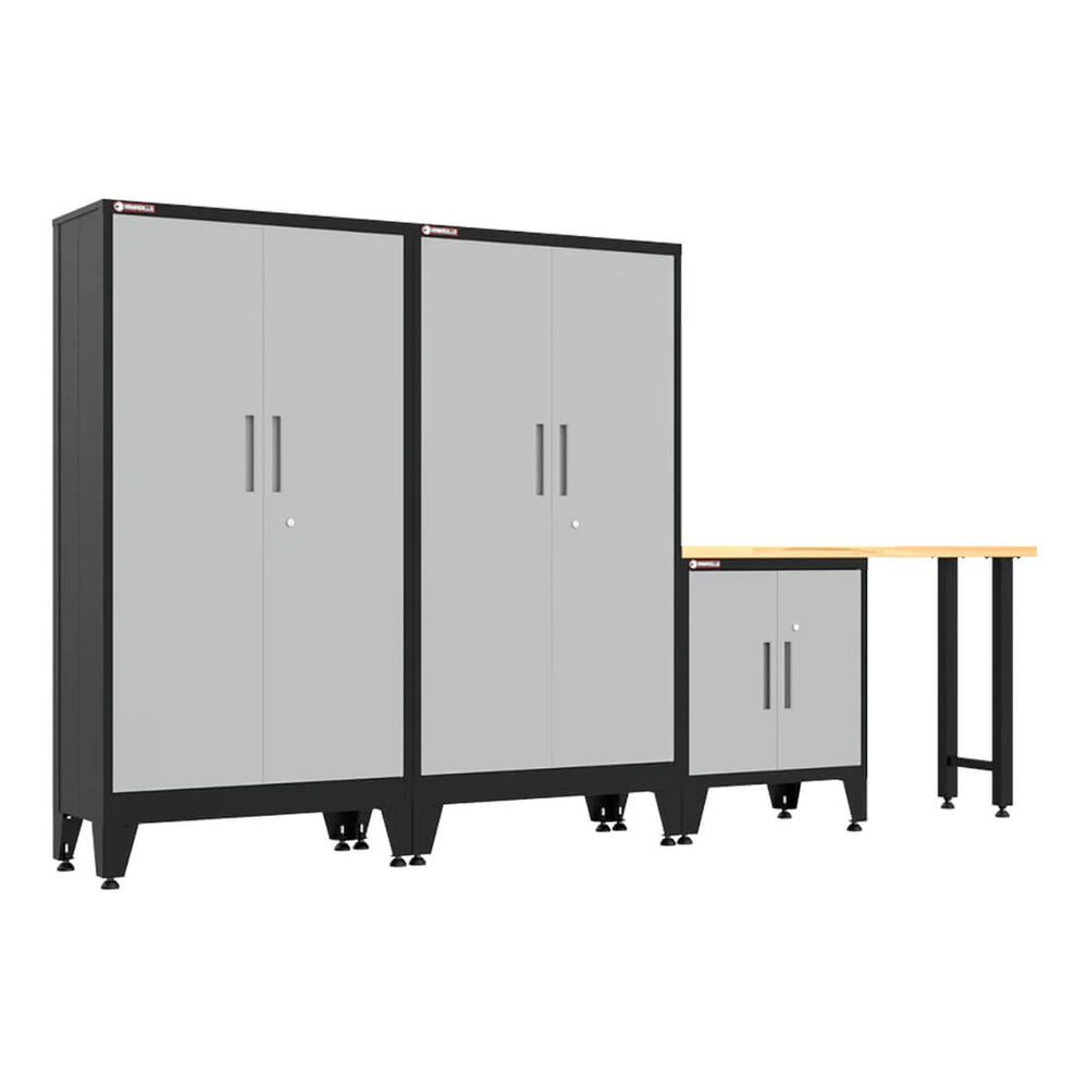 Armadillo Tough Grey 4-Piece Garage Cabinet Set with Levelers-AR4PC137G-Garage Giant